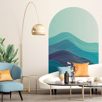 Papel Pintado Prepegado Arco Olas Del Mar Abstractas - Adhesivo De Pared - Revestimiento Sticker Mural Decorativo - M-h85xl60cm