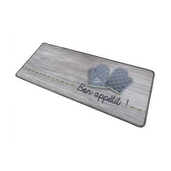 Alfombrilla De Cocina Con Estampado Bon Appetit - L 120  X A 50  X H  Cm - Gris Antracita