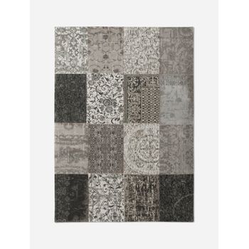 Multi Diseño - Alfombra Vintage Patchwork - Hecha En Bélgica  - Acabado A Mano - Antideslizante Natural - 100% Algodón - Blanco Y Negro - 80 X 150 Cm