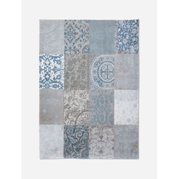 Multi Diseño - Alfombra Vintage Patchwork - Hecha En Bélgica  - Acabado A Mano - Antideslizante Natural - 100% Algodón - Azul Brujas - 230 X 330 Cm