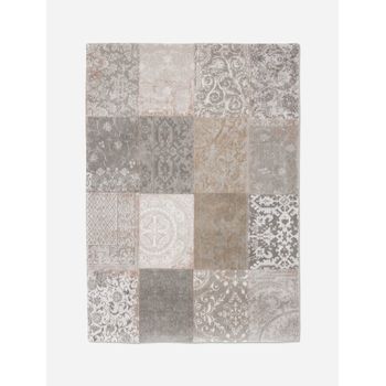 Multi Diseño - Alfombra Vintage Patchwork - Hecha En Bélgica  - Acabado A Mano - Antideslizante Natural - 100% Algodón - Beige Gante - 80 X 150 Cm