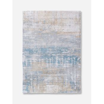 Streaks Design - Alfombra Abstracta Atlantic - Hecha En Bélgica  - Acabado A Mano - Antideslizante Natural - Algodón - Poliéster - Azul Long Island - 170 X 240 Cm