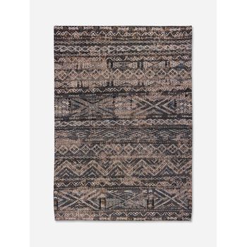 Diseño Kilim - Alfombra Clásica Anticuaria - Hecha En Bélgica  - Acabado A Mano - Antideslizante Natural - Algodón - Lana - Negro Rabat - 140 X 200 Cm