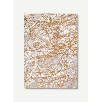 Diseño Estelar - Alfombra Contemporánea De Mad Men - Hecha En Bélgica  - Acabado A Mano - Natural Antideslizante - 85% Algodón - 15% Poliéster - Astro Gold - 230 X 330 Cm