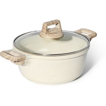 Cacerola Con Tapa Inducción 24 Cm 4l -apta Para Todas Las Fuentes De Calor Antihaderente- Crema Just Perfecto