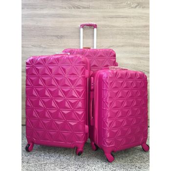 Set 3 Maletas Fucsia 4 Ruedas Giratorias 360º