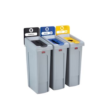 Rubbermaid Juego De Tres Contenedores De Reciclaje Slim Jim®: Vertedero/papel/plástico