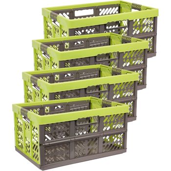 Keeper Set De Cajas Plegables 4x 45 L, Ben, Verde/marrón