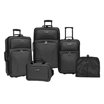 Set 3 Maletas + 1 Bolsa De Viaje + 1 Funda De Traje Negro 4 Ruedas Giratorias 360º