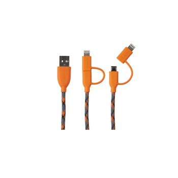 Cable Boompods Duo Naranja 1m Microusb/apple