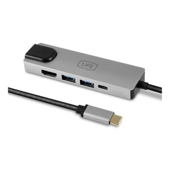 1life Cable Adaptador Type-c 5 En 1: Hdmi, Dex, Rj45, Usb 3.0