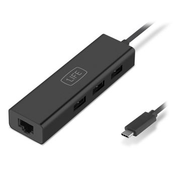 Hub Usb-c 1life Usb:hub 3 Rj45 Gigabit Negro