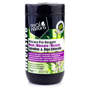 Real Natura Mascarilla Capilar Sin Sal Pro Resgate Spirulina & Alga Chlorella 500ml