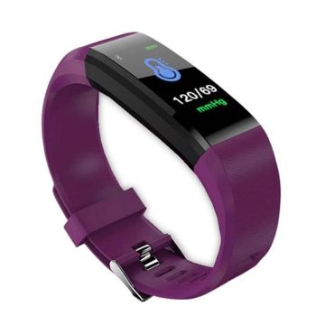 Smartband 115 Plus, Ritmo Cardíaco, Podómetro + Distancia Recorrida + Calorías + Monitor De Sueño, Notificaciones De Llamadas/sms/redes Sociales, Reloj + Alarma, Compatible Con Ios Y Android - Púrpura