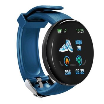 Smartwatch D18 1,3'' Pulgadas, Ritmo Cardíaco + Presión Arterial + Oxígeno, Podómetro + Distancia Recorrida + Calorías + Monitor De Sueño, Notificaciones De Llamadas/sms/redes Sociales, Reloj + Alarma, Compatible Con Ios Y Android - Azul