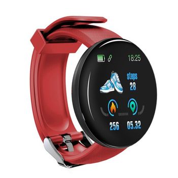 Smartwatch D18 1,3'' Pulgadas, Ritmo Cardíaco + Presión Arterial + Oxígeno, Podómetro + Distancia Recorrida + Calorías + Monitor De Sueño, Notificaciones De Llamadas/sms/redes Sociales, Reloj + Alarma, Compatible Con Ios Y Android - Rojo