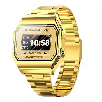 Smartwatch Kw18, 0.96'', Frecuencia Cardíaca 24/7, Calorías Y Distancia Recorrida, Modo Multideporte, Notificaciones: Llamada, Sms, Redes Sociales - Dorado