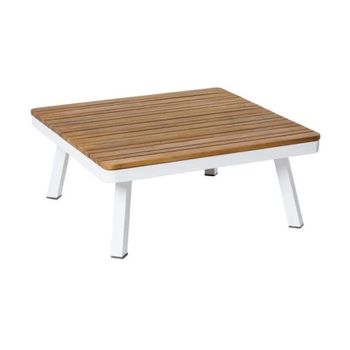 Mesa Auxiliar Saskia De Aluminio (madera Y Blanco)