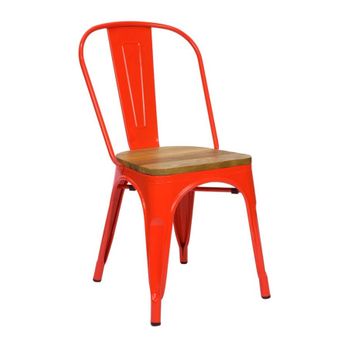 Silla Leeds Madera Natural (rojo Coral)