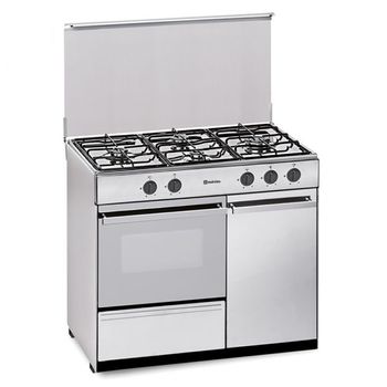 Cocina De Gas G2940vx, 4 Fuegos, Horno Gas, Portabombonas, Acero Inoxidable, 90x55, Meireles