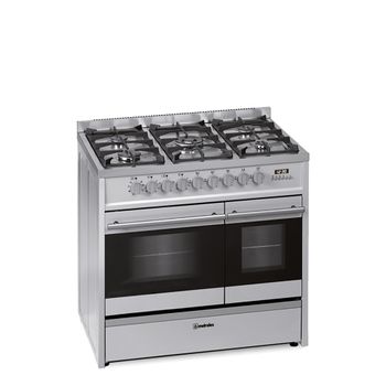 Cocina Mixta E916x, 5 Fuegos, Horno Eléctrico Multifunciones + Horno Eléctrico, Acero Inoxidable, 90x60, Meireles