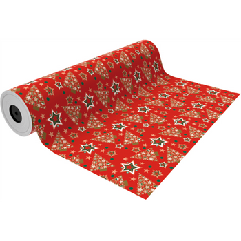 1x Rollo De Papel De Regalo Árboles De Pino Rojo 62cmx90m