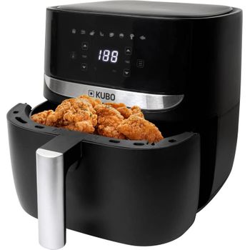 Kubo Freidora Sin Aceite 5.7l, Temporizador, Antiadherente, 1700 W, Acero Inox, Negro