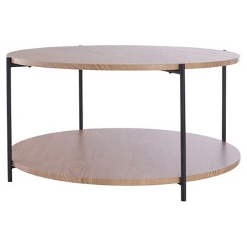 Mesa De  Madera Cmp Iberica  Ø70 X 35 Cm Negro