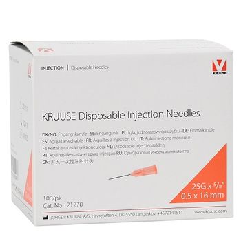 Kruuse Agujas Desechables 0,5 X 16 Mm, 25gx5/8", Naranja, Caja 100 Uds