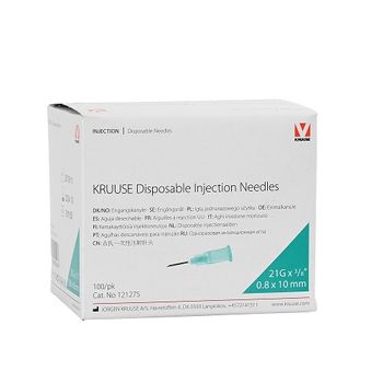 Kruuse Agujas Desechables 0,8 X 10 Mm, 21gx3/8", Verdes, Caja 100 Uds