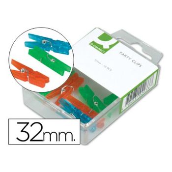 Pinza Fantasia Q-connect -32 Mm -caja De 10 Unidades -colores Surtidos