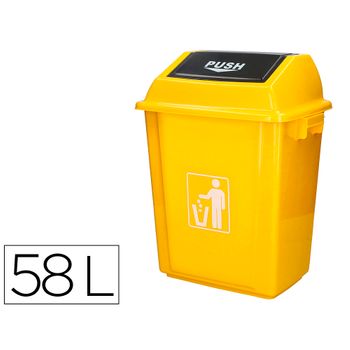 Papelera Contenedor Q-connect Plastico Con Tapa De Balancin 58 Litros 470x330x760 Mm Amarillo