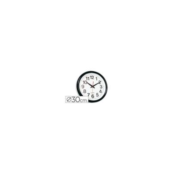 Reloj Q-connect De Pared Plastico Oficina Redondo 28 Cm Marco Negro