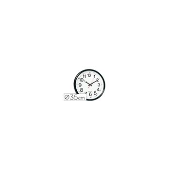 Reloj Q-connect De Pared Plastico Bs-oficina Redondo 35 Cm -marco Negro