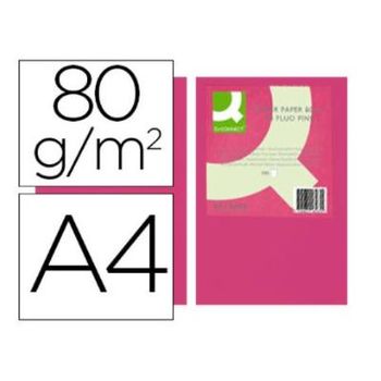 Papel Color Q-connect Din A4 80gr Rosa Neon Paquete De 500 Hojas