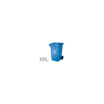 Papelera Contenedor Q-connect Plastico Con Tapadera 100l Color Azul 750x470x370 Mm Con Ruedas