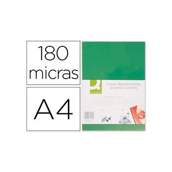 Tapa De Encuadernacion Q-connect Pvc Din A4 Opaca Verde 180 Micras Caja De 100 Unidades