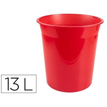 Papelera Plastico Q-connect Rojo Translucido 13 Litros Dim. 275x285 Mm