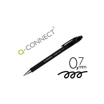 Boligrafo Q-connect Retractil Con Grip 0,7 Mm Color Negro (pack De 12 Uds.)