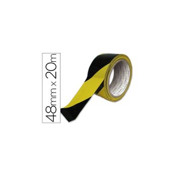 Cinta Adhesiva Q-connect De Seguridad Amarilla Y Negra 20 Mt X 48 Mm 6 Unidades