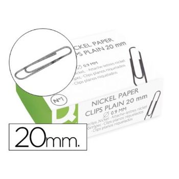 Clips Niquelados Q-connect Nº1 20 Mm Caja De 100 (pack De 10)