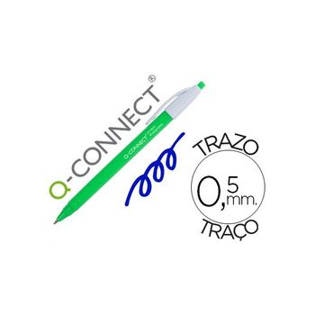 Boligrafo Q-connect Retractil Kf14625 Biodegradable Verde Tinta Azul (pack De 12 Uds.)