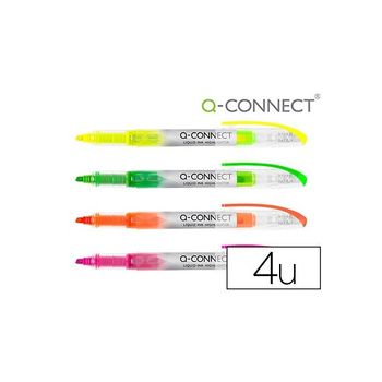 Rotulador Q-connect Fluorescente Punta Biselada Tinta Liquida Bolsa De 4 Unidades Colores Surtidos