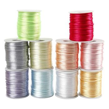 10 Cordones De Raso Color Pastel 2 Mm X 50 M