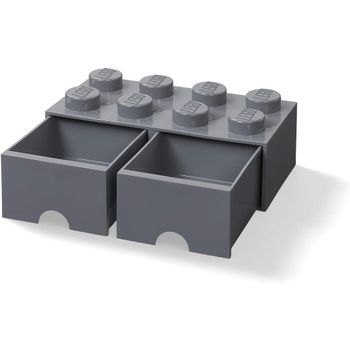 Ladrillo 8 Pomos Con 2 Cajones Caja De Almacenaje Apilable Gris Oscuro De Lego 40061754