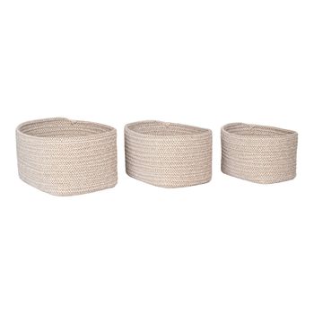 Juego De 3 Cestas De Algodón Beige.