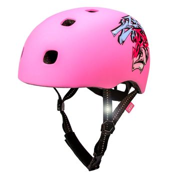 Casco Rosa Graffiti Para Bicicleta Y Skate S/m 52-56cm Para Adolescentes Y Adultos Con Correas Reflectantes. Crazy Safety.  Homologado En 1078.