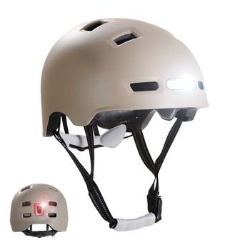 Casco Urbano Arena Mate Para Bicicleta Y Skate L 57-61cm Para Adolescentes Y Adultos, Casco Crazy Safety Con Luces Delanteras Y Traseras. Homologado Y Certificado En1078.