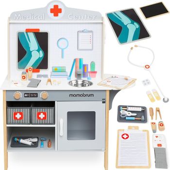 Gabinete Médico De Juguete De Madera De Imitación Con 20 Accesorios Para Médico - Juegos De Médico - Enfermería - Gabinete De Atención Hospitalaria