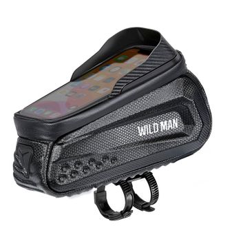 Bolsa Impermeable Bicicleta E10s Wildman Negro, 1l De Capacidad, Efecto Carbono